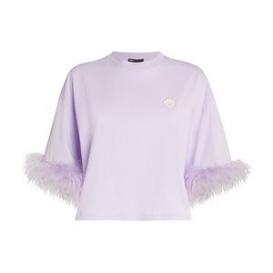 MAJE Plume Feather Trim Tee. Size 40 French/8US. NWT